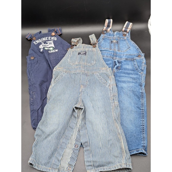 OshKosh B'gosh Other - Lot of 3 OshKosh B'gosh Overall Pants 12M 18M 24M Pinstripe Engineer Carpenter
